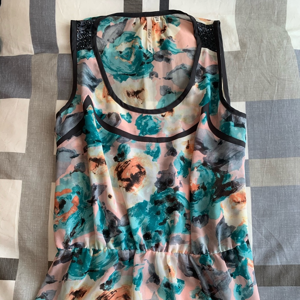 Floral top with beaded shoulders